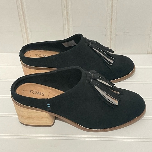 TOMS Black Leila Slip On Heeled Mule 609 - Picture 7 of 10